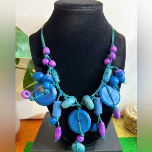Vintage 80’s Néw Old Stock Wooden Statement Necklace